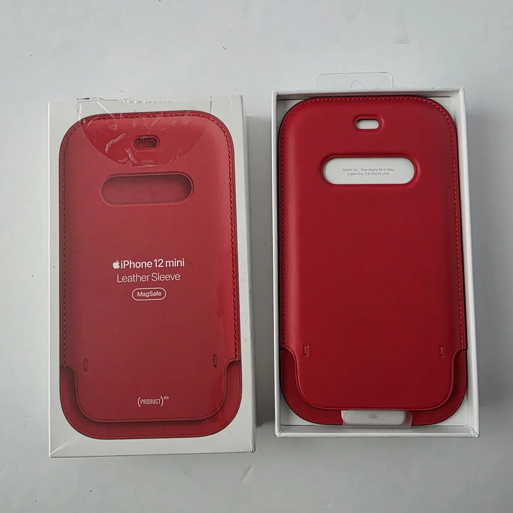 Apple iPhone 12 Mini Leather Sleeve - Red MagSafe